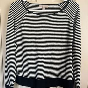 Banana Republic Striped Cotton Sweater with Elbow Patches XS
